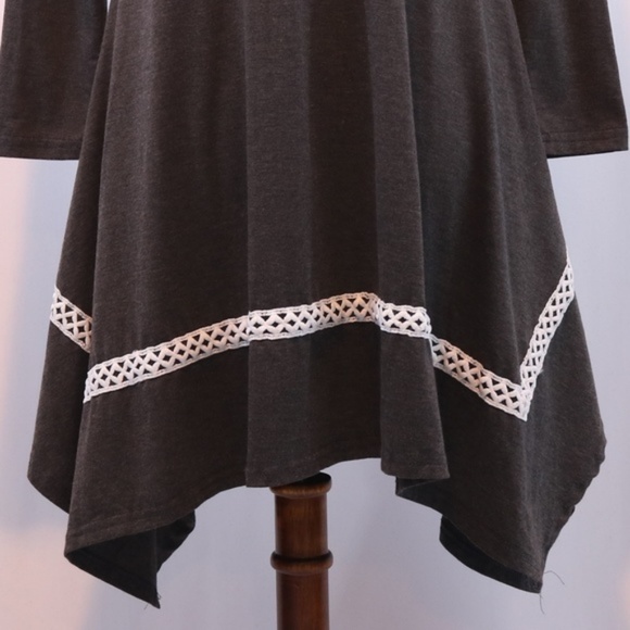 Gray Handkerchief Hem Tunic Dress, Medium - Picture 5 of 5